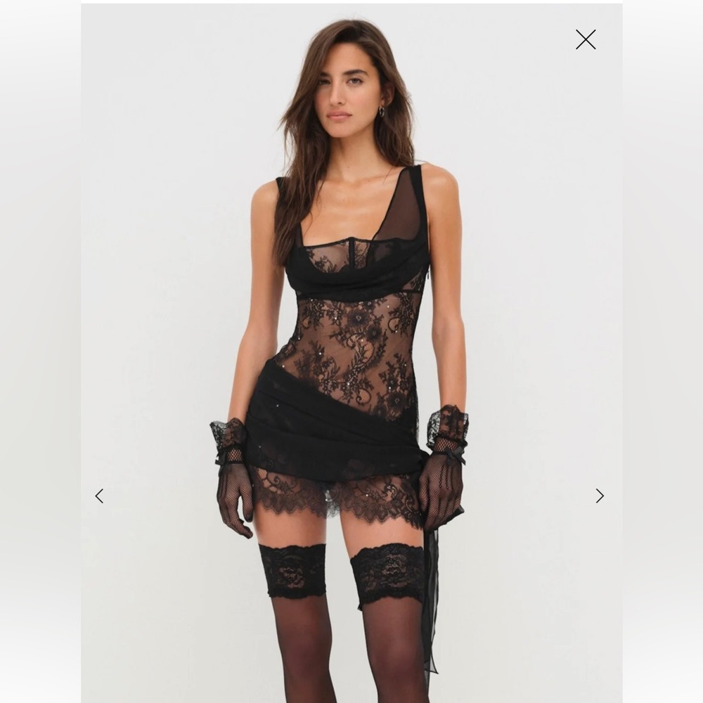 For Love And Lemons Black Lace Chemise